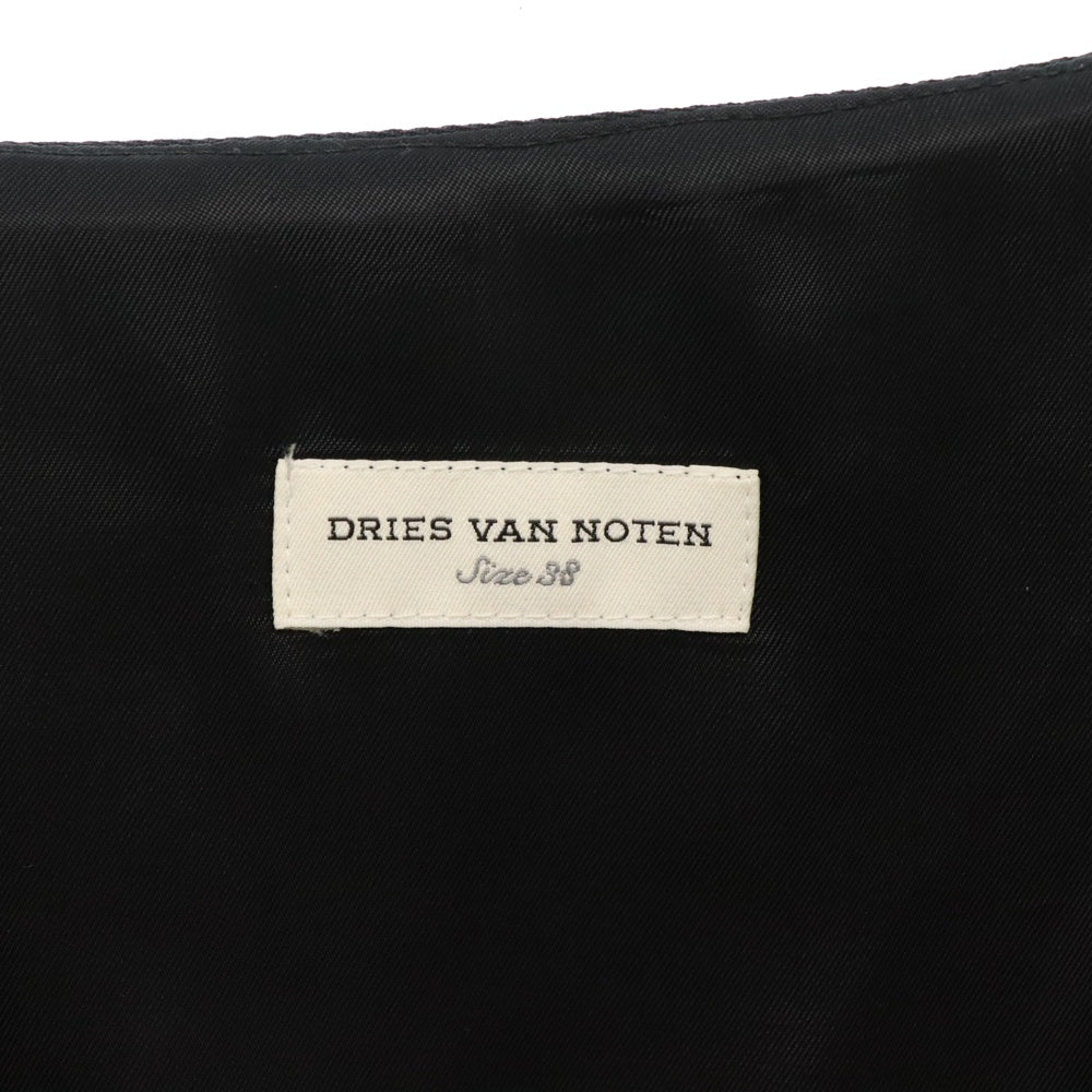 DRIES VAN NOTEN(ドリスヴァンノッテン) Vネックノーカラー レイヤード長袖ワンピース ブラック レディース