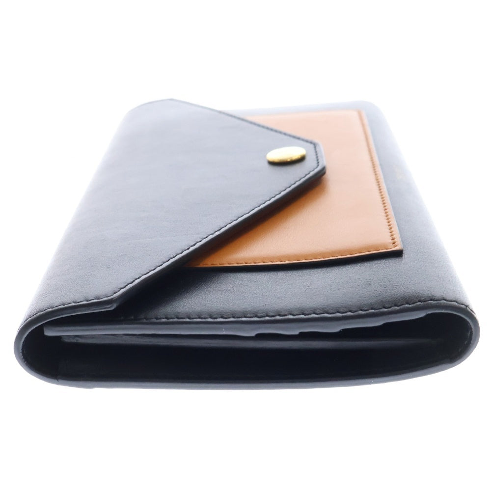 CELINE(セリーヌ) Tri Fold ポケット トリフォールド カーフスキン ロングウォレット 長財布 105853 ブラック/ネイビー/ブラウン