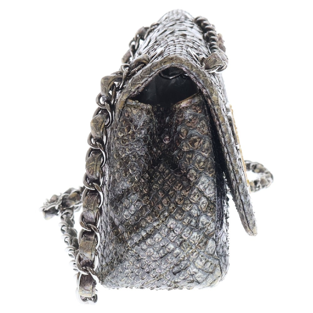 CHANEL(シャネル) マトラッセ パイソン レザー クリスタルフラップ チェーン ショルダー バッグ パイソン