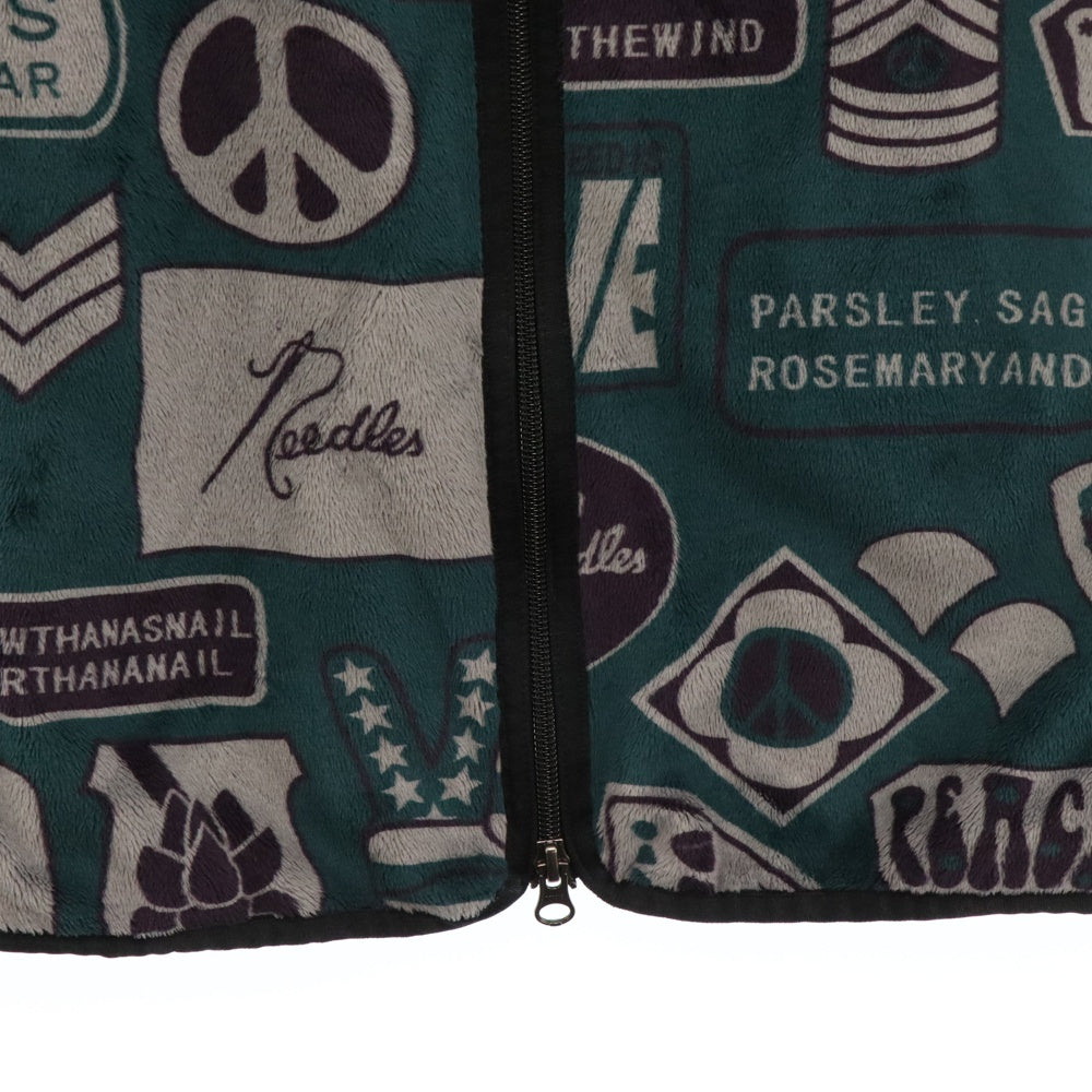 Needles(ニードルス) W.U. Piping Vest Jacket パイピング マイクロファ ジップアップベスト NS286 ブルー レディース