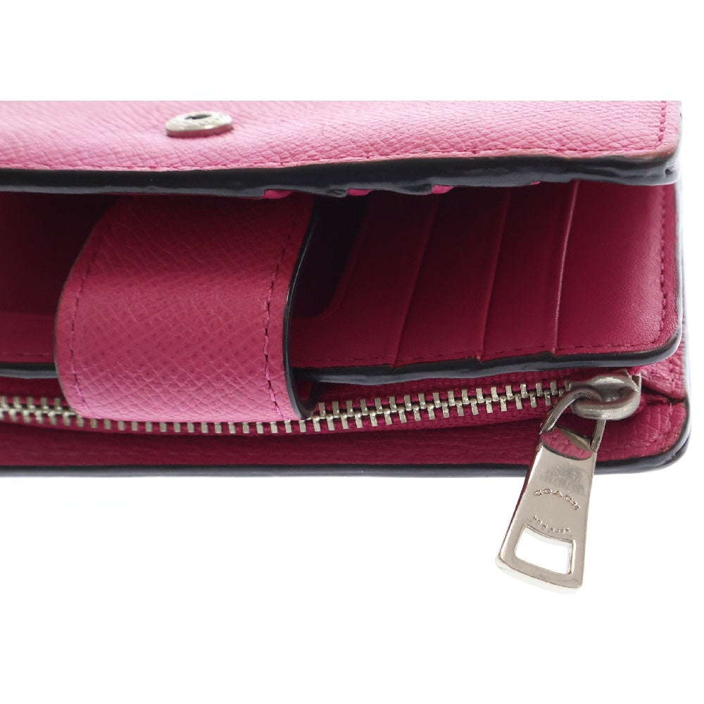 COACH(コーチ) クロスグレインレザー ミディアム L字ファスナー ジップ ウォレット 二つ折り財布 52336 ピンク