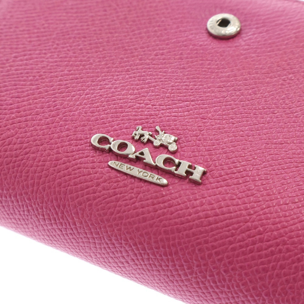COACH(コーチ) クロスグレインレザー ミディアム L字ファスナー ジップ ウォレット 二つ折り財布 52336 ピンク
