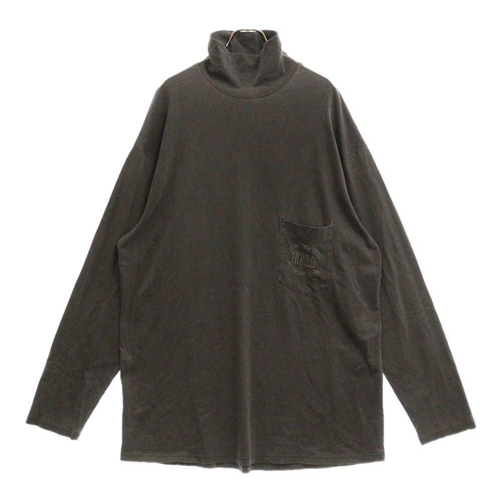 BALENCIAGA(バレンシアガ) ヴィンテージ加工 HOMME刺繍 ハイネック 長袖Tシャツ 485948 TWK42 グレー