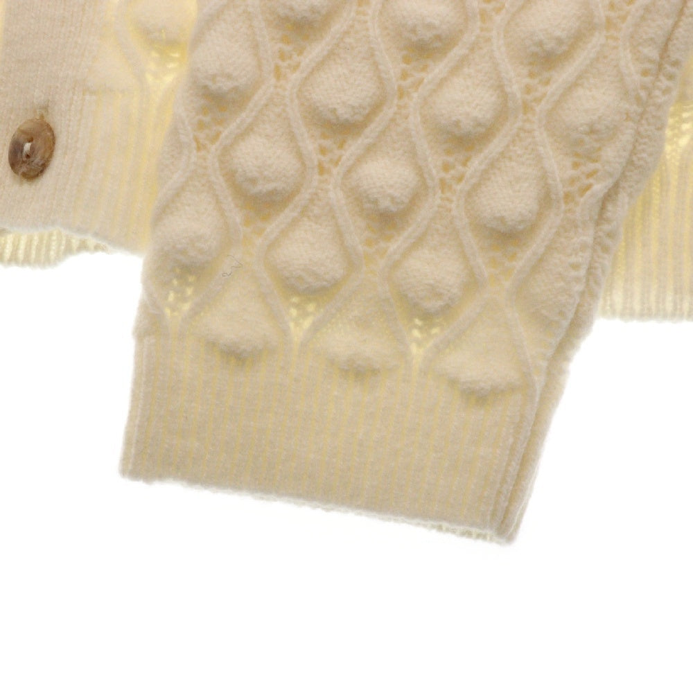 1989(ナインティーンエイティエイト) フロントロゴ ケーブル編み ニットカーディガン アイボリー