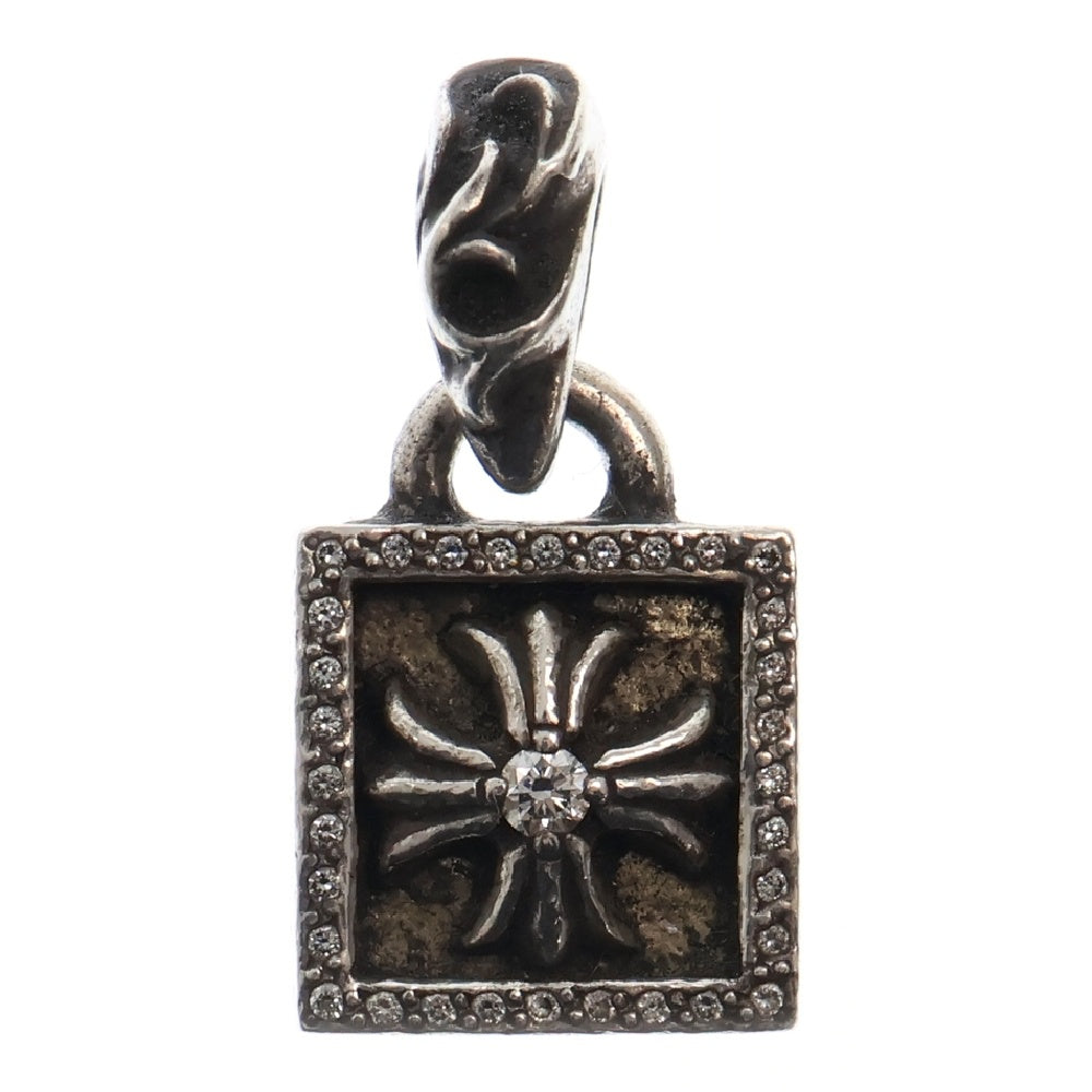 CHROME HEARTS(クロムハーツ) FRAMED CH PLUS P D フレームドCHプラス PAVEダイヤ チャーム シルバーネックレストップ