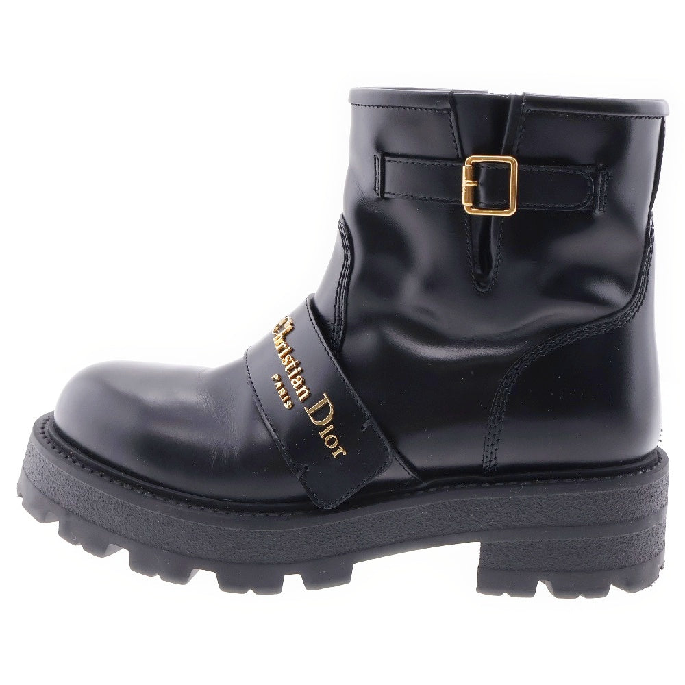 Christian Dior(クリスチャンディオール) 24AW D-QUEST BOOTS ロゴ レザーハイカットサイドジップブーツ ブラック レディース MD0624