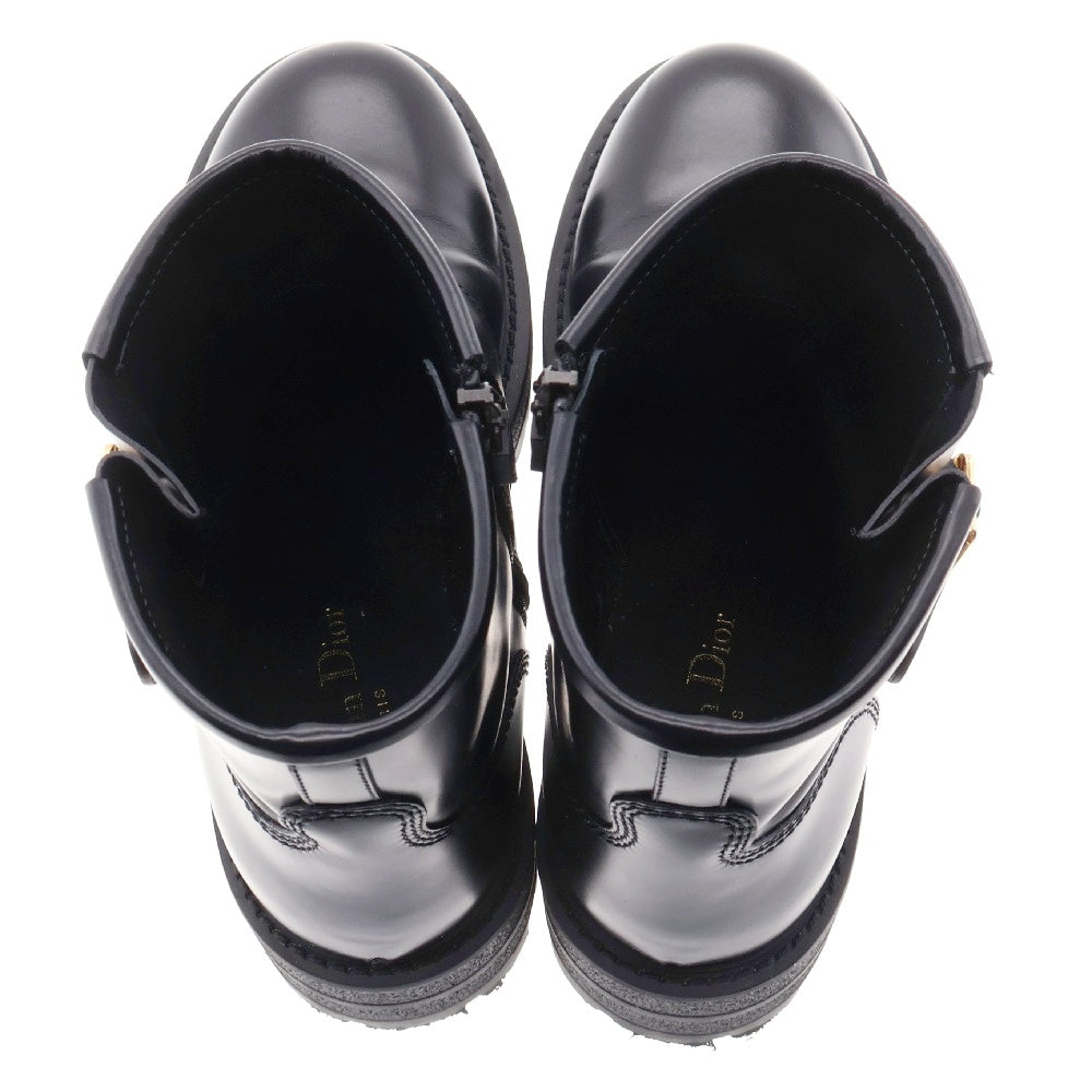 Christian Dior(クリスチャンディオール) 24AW D-QUEST BOOTS ロゴ レザーハイカットサイドジップブーツ ブラック レディース MD0624