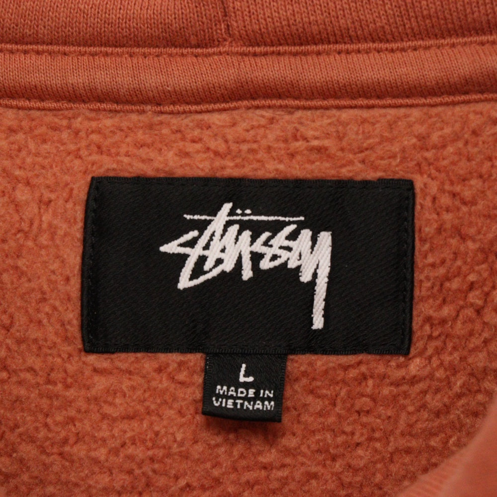 STUSSY(ステューシー) Fleece Raglan Hood 裏起毛 フーディープルオーバーパーカー 118572 オレンジ