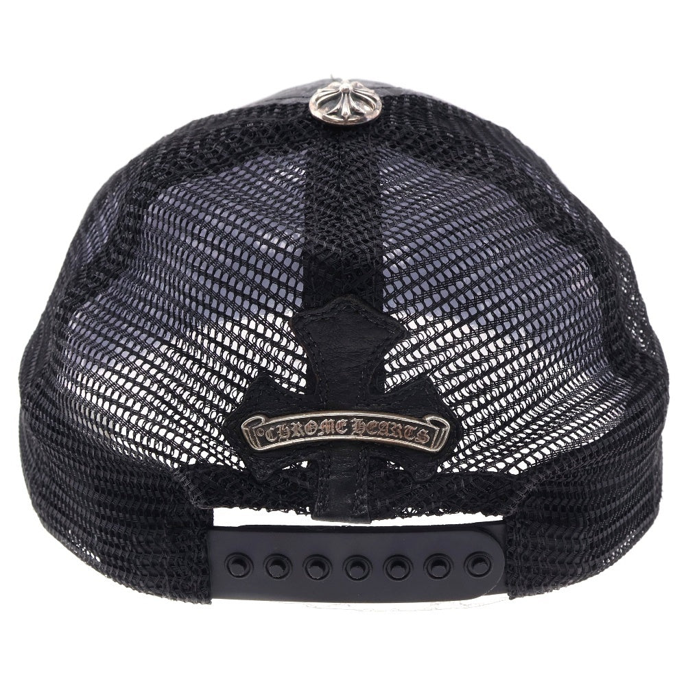 CHROME HEARTS(クロムハーツ) レザーCHプラスプリント メッシュ トラッカーキャップ 帽子 ブラック