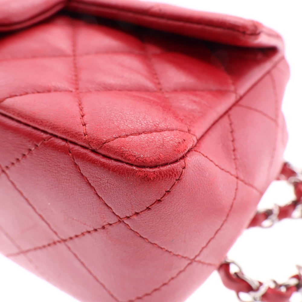 CHANEL(シャネル) ミニマトラッセ ラムスキン シングルフラップ シングルチェーン ショルダーバッグ レッド