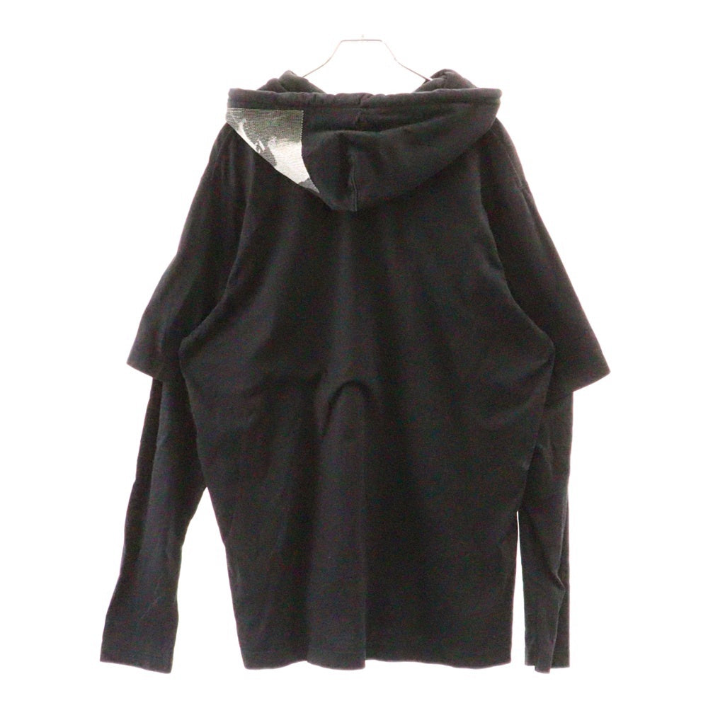 MARCELO BURLON(マルセロバーロン) MUHAMMAD ALI フロントプリント フーデッド レイヤード ロングスリーブTシャツ CMAB025R19001135 ブラック