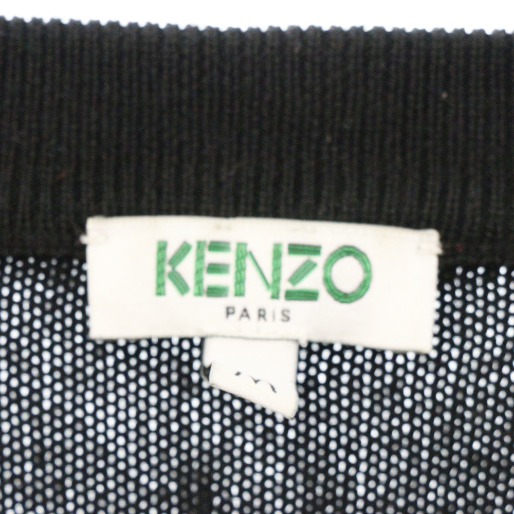 KENZO(ケンゾー) ロゴ刺繍 クルーネック長袖ニットセーター ブラック F965PU2173LC