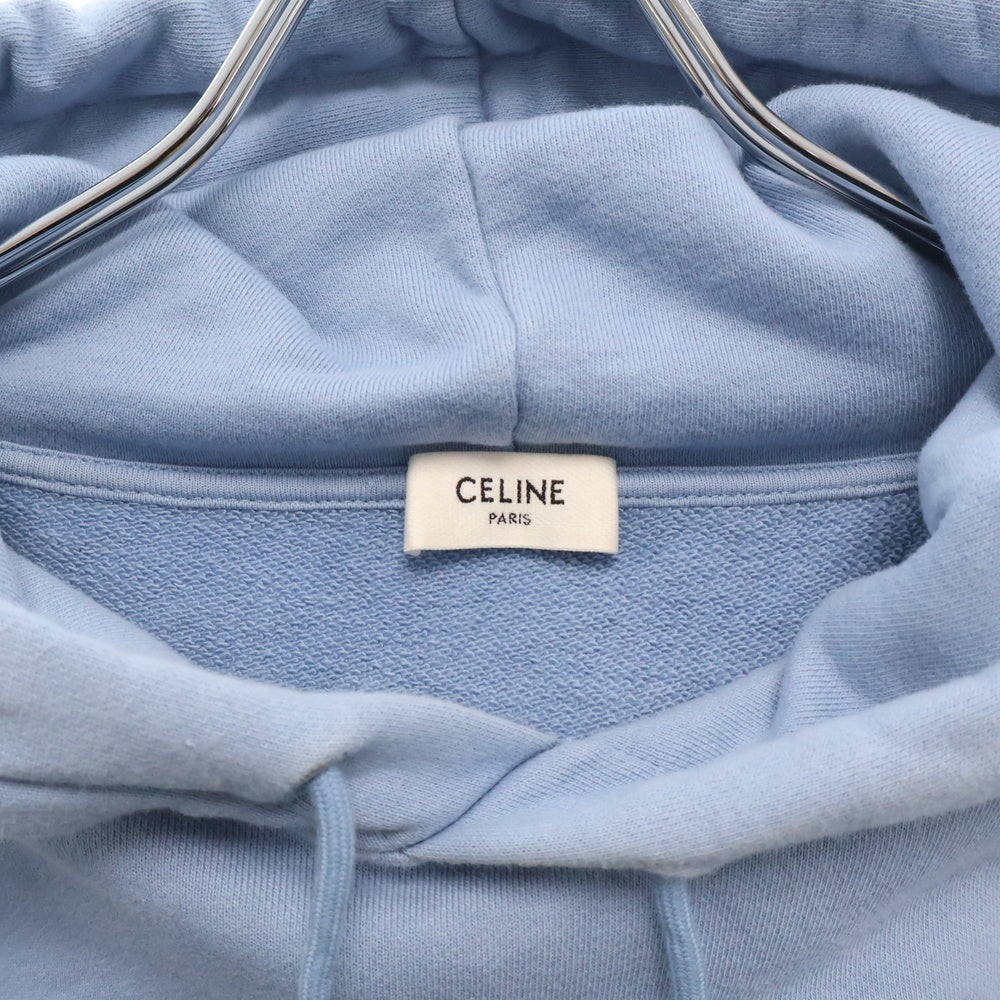 CELINE(セリーヌ) LOGO PRINT LOOSE HOODIE ロゴプリント プルオーバーウェットパーカー フーディー 2Y321670Q ライトブルー