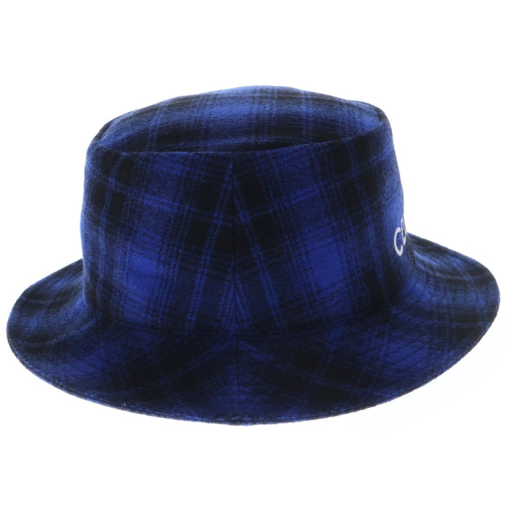 CELINE(セリーヌ) BUCKET HAT IN CHECKED FLANNEL ロゴ刺繍 エンブロイダリー フランネルチェック バケットハット 帽子 2AUO4994R ブルー/ブラック