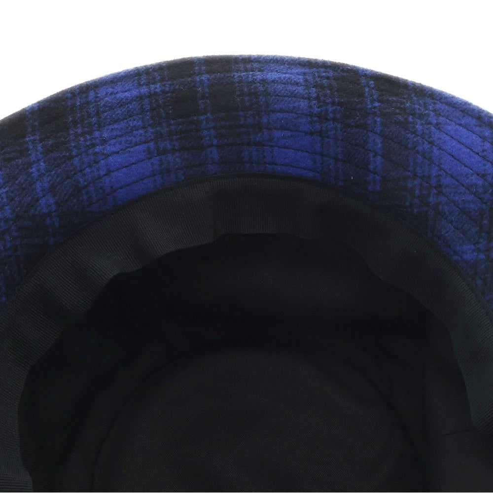 CELINE(セリーヌ) BUCKET HAT IN CHECKED FLANNEL ロゴ刺繍 エンブロイダリー フランネルチェック バケットハット 帽子 2AUO4994R ブルー/ブラック
