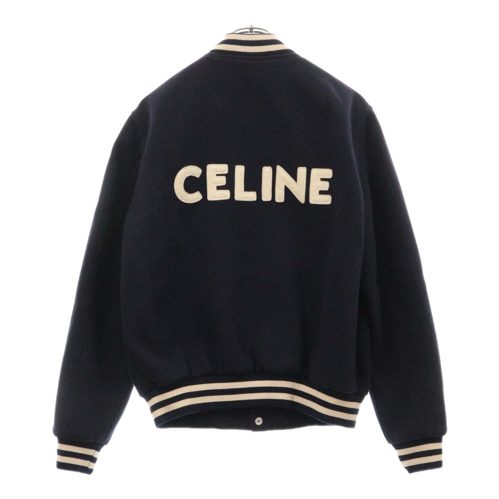 CELINE(セリーヌ) 21AW Loose Varsity-Style Jacket in Wool 2V08F896C セリーヌ ウールルーズバーシティスタイルジャケット テディブルゾン ネイビー