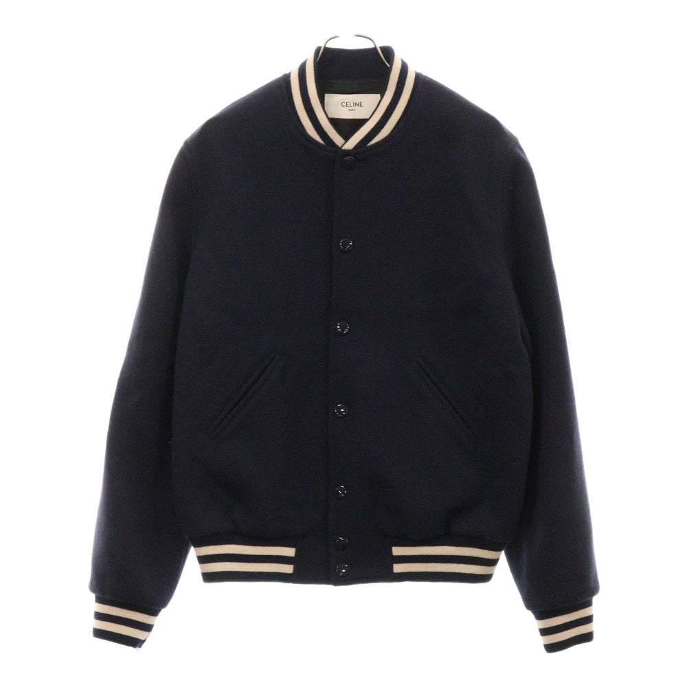 CELINE(セリーヌ) 21AW Loose Varsity-Style Jacket in Wool 2V08F896C セリーヌ ウールルーズバーシティスタイルジャケット テディブルゾン ネイビー