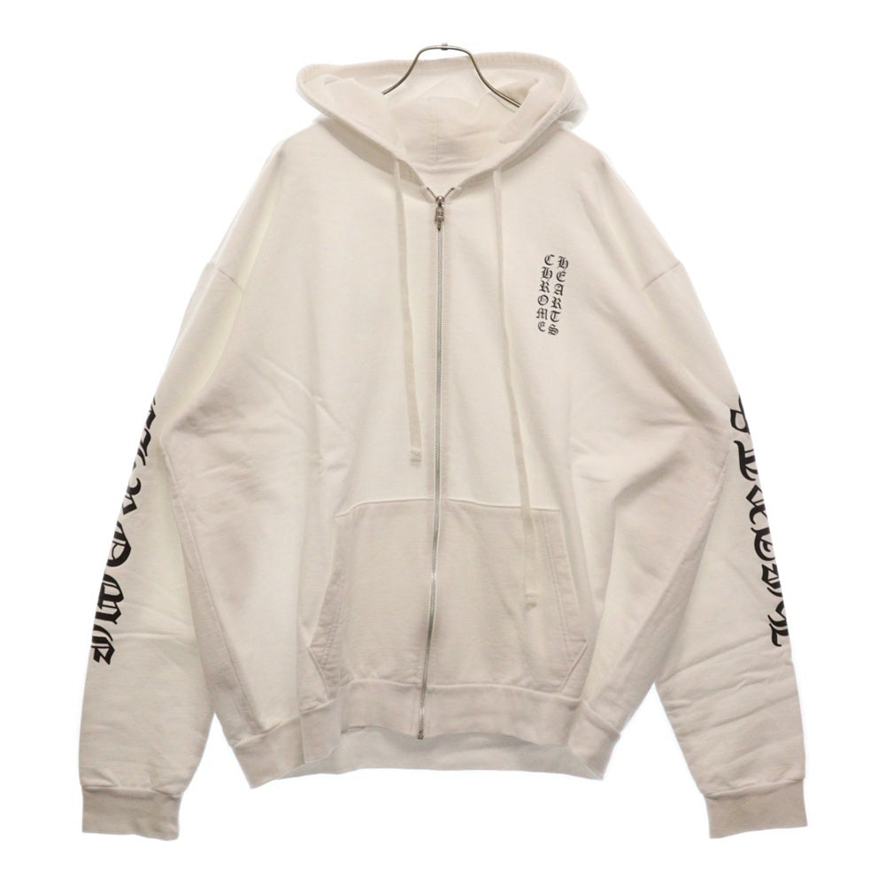CHROME HEARTS(クロムハーツ) SWTSHRT HD ZIP 袖ロゴバックプリントジップアップパーカー ホワイト