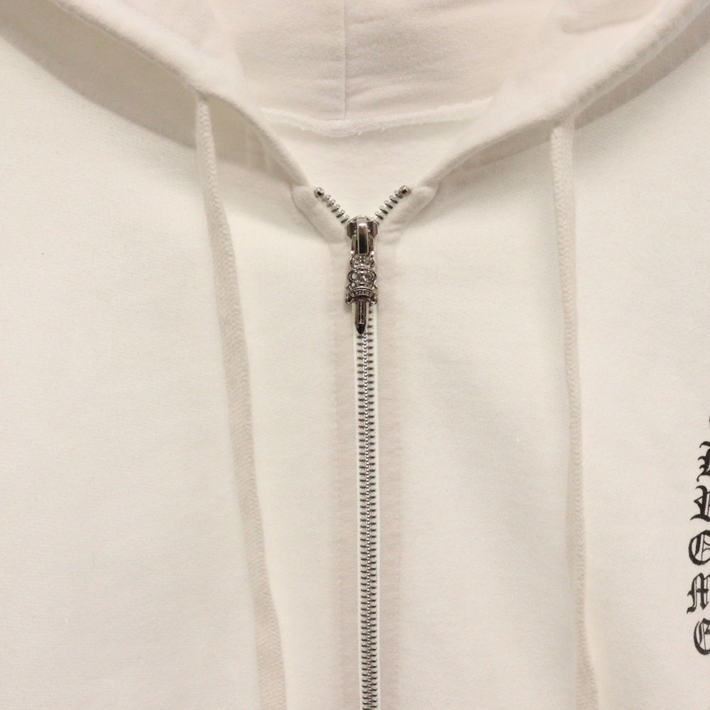 CHROME HEARTS(クロムハーツ) SWTSHRT HD ZIP 袖ロゴバックプリントジップアップパーカー ホワイト