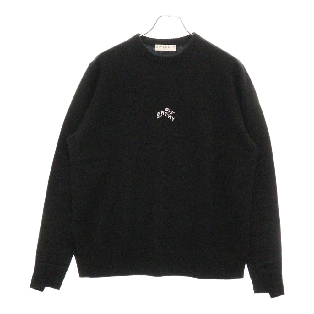GIVENCHY(ジバンシィ) Embroidered Cashmere Knit ロゴ刺繍 カシミヤ クルーネックニットセーター ブラック BM90FL4Y7P