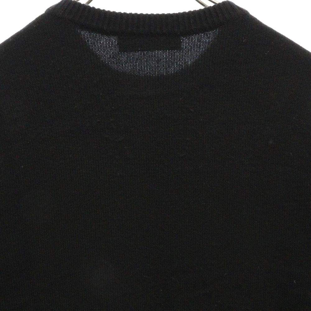 GIVENCHY(ジバンシィ) Embroidered Cashmere Knit ロゴ刺繍 カシミヤ クルーネックニットセーター ブラック BM90FL4Y7P