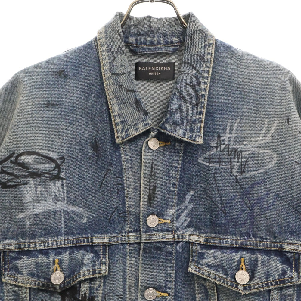 BALENCIAGA(バレンシアガ) 23AW GRAFFITI OVERSIZED JACKET IN LIGHT BLUE オーバーサイズド グラフティーデニムジャケット インディゴ 745048 TNW01