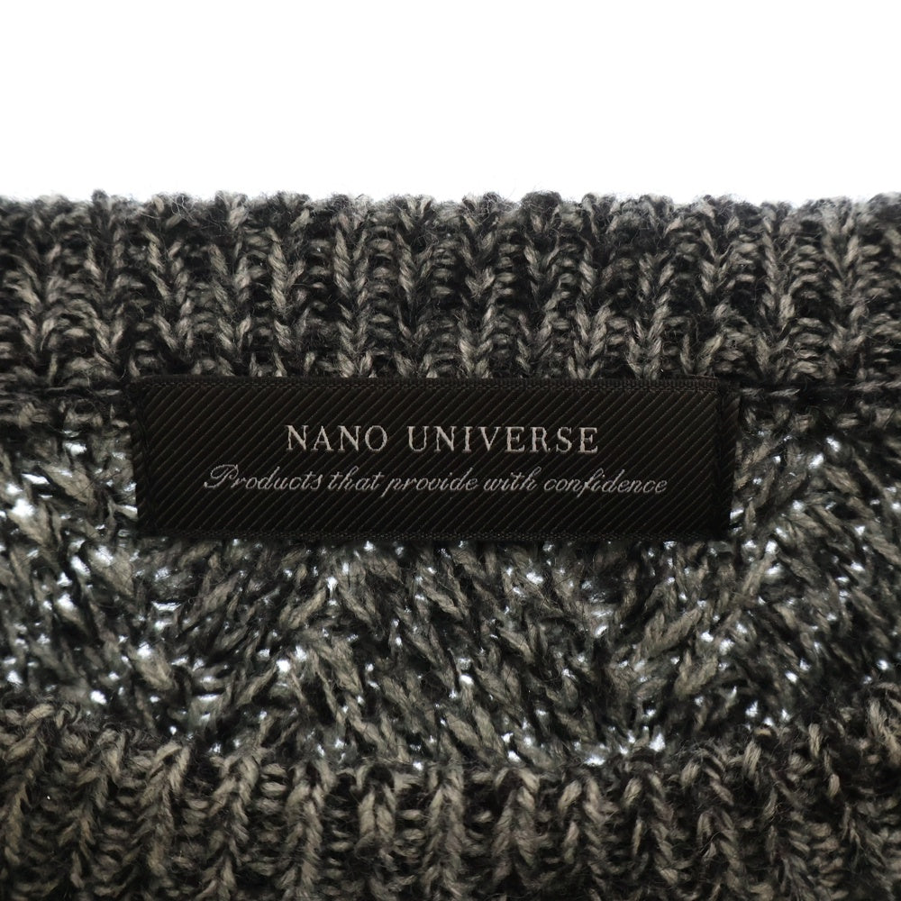 nano universe(ナノユニバース) クルーネック ニットセーター グレー/ブラック
