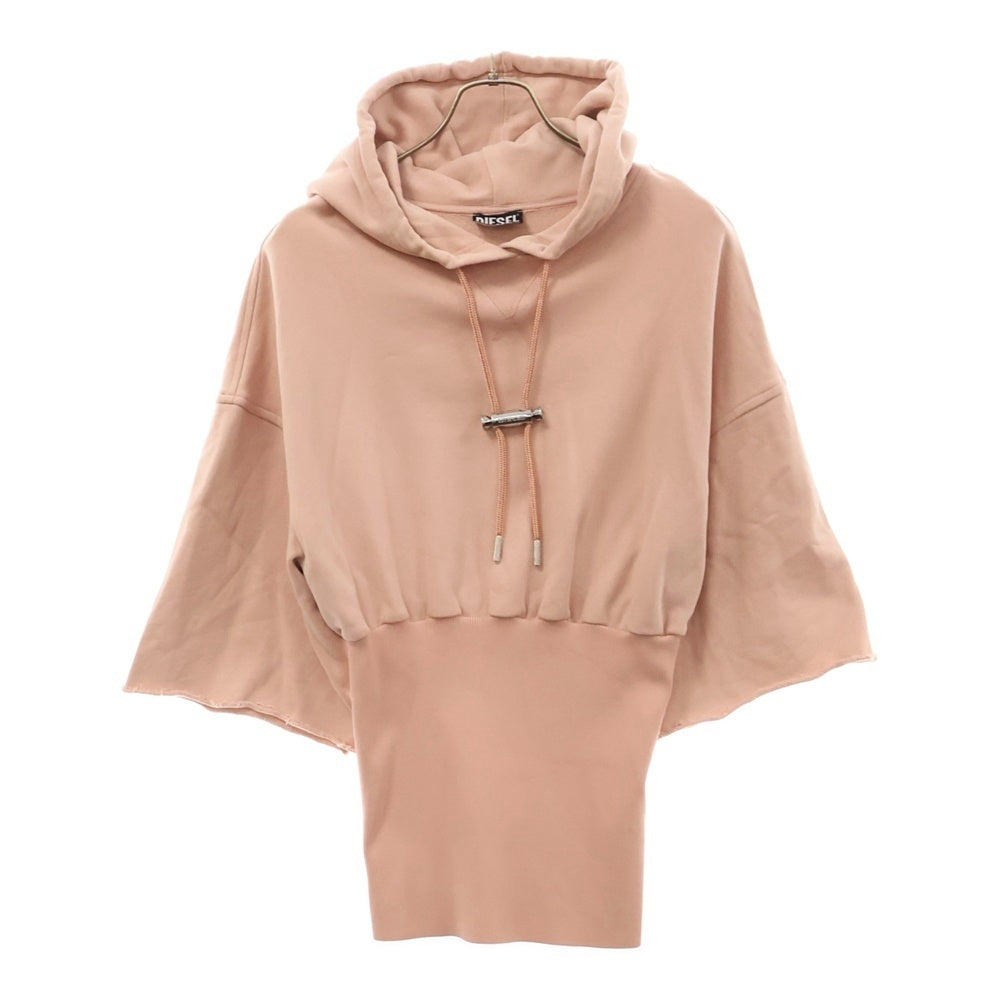 DIESEL(ディーゼル) ドローコード金具 フーディ ワイドリプ プルオーバーパーカー A04552-F-BELTY-0HBAC ピンク