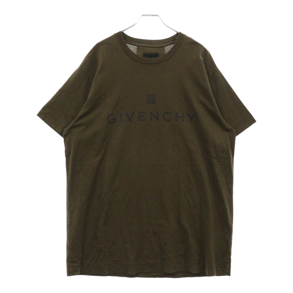 GIVENCHY(ジバンシィ) フロントロゴプリント クルーネック半袖Tシャツ カーキ BM716N3Y7N