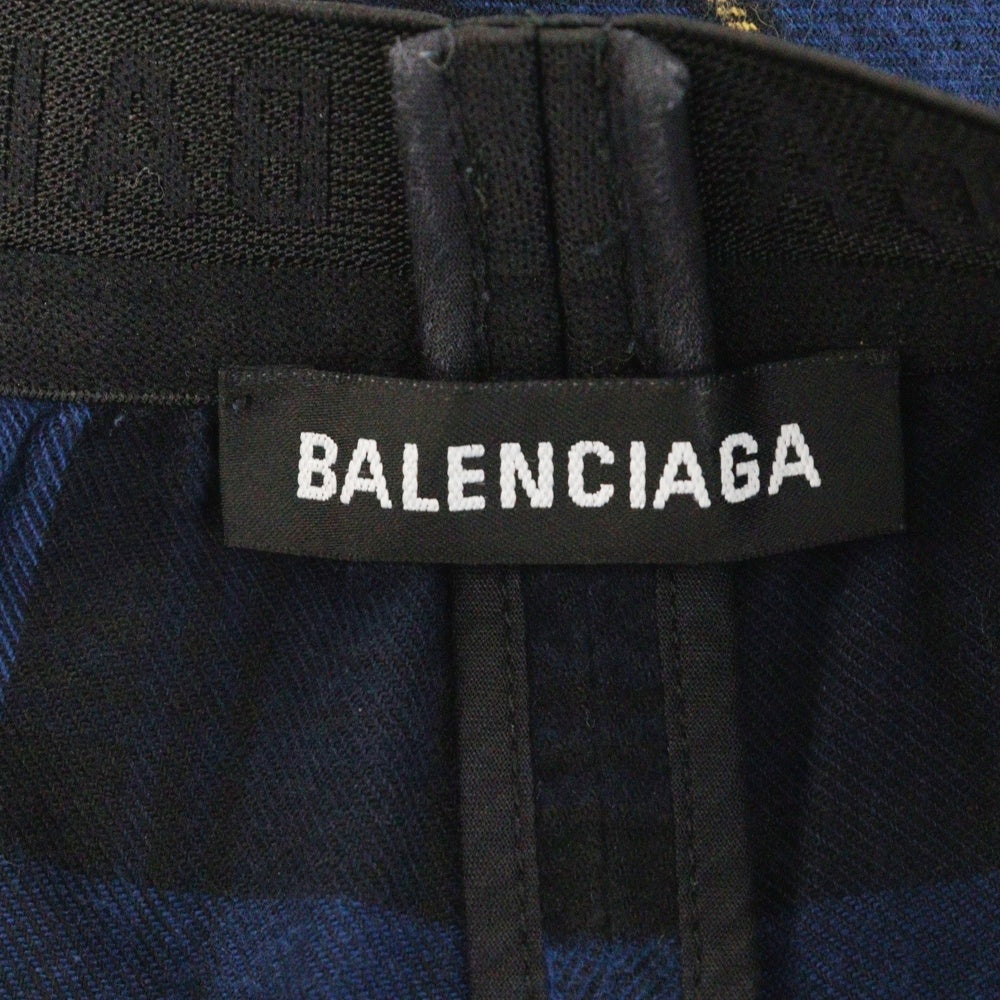 BALENCIAGA(バレンシアガ) 20SS CHECK FLANNEL ELASTIC PANTS 608972 TIM19 チェックフランネル パンツ ブルー