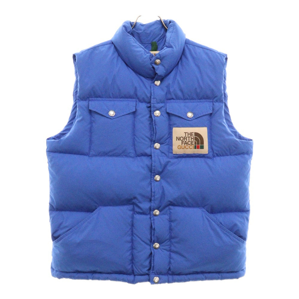 GUCCI(グッチ) ×THE NORTH FACE フロントロゴパッチ ダウンベスト 648864 ブルー