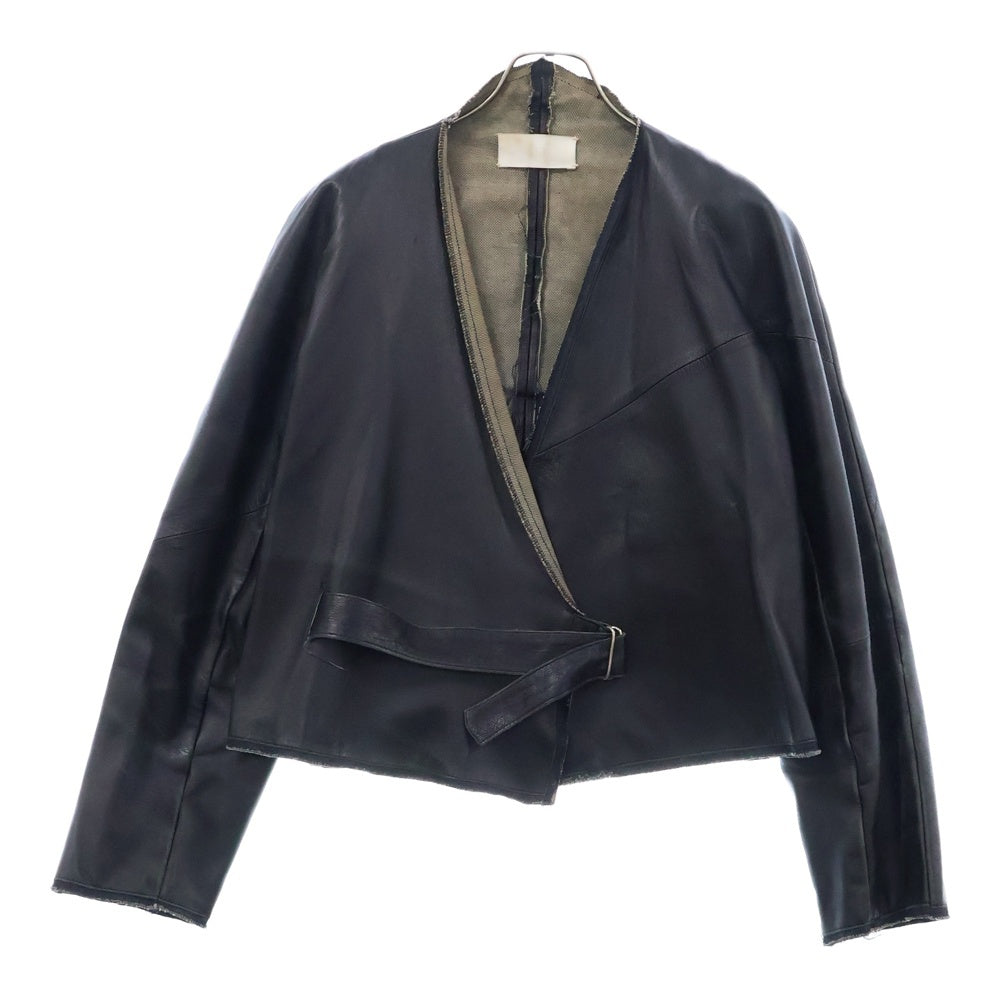 Martin Margiela(マルタンマルジェラ) 99AW LEATHER JACKET 白タグ レザーデニムコーティング ジャケット 31PK002 ブラック