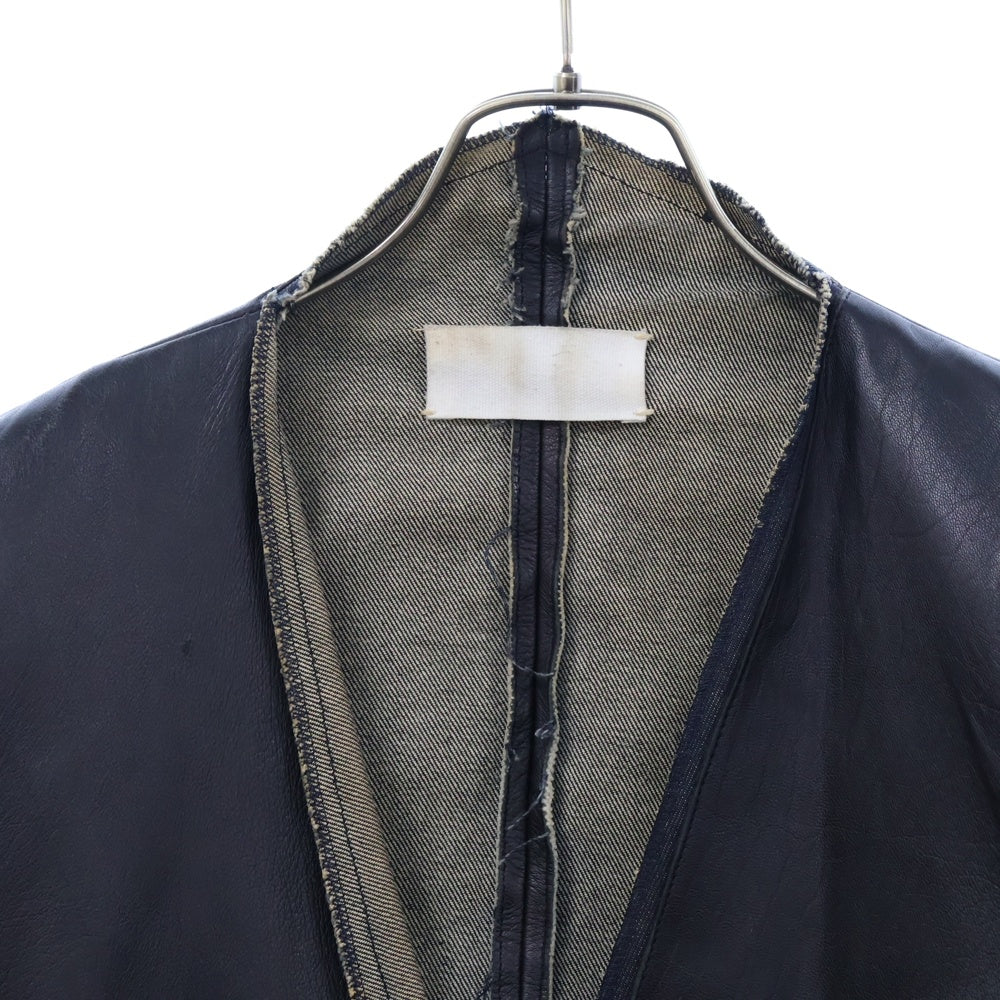 Martin Margiela(マルタンマルジェラ) 99AW LEATHER JACKET 白タグ レザーデニムコーティング ジャケット 31PK002 ブラック