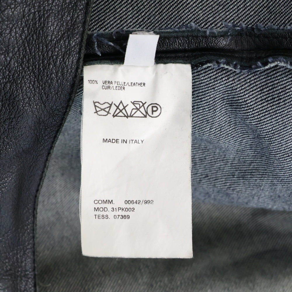 Martin Margiela(マルタンマルジェラ) 99AW LEATHER JACKET 白タグ レザーデニムコーティング ジャケット 31PK002 ブラック