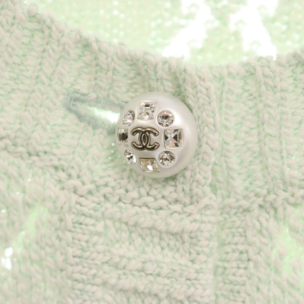 CHANEL(シャネル) 23AW ココマークボタン リブニット カーディガン ライトグリーン P75071 レディース