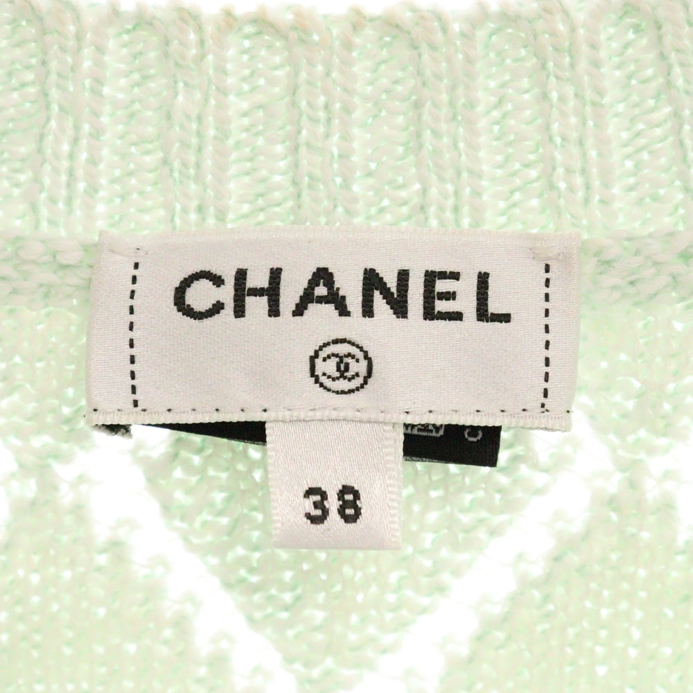 CHANEL(シャネル) 23AW ココマークボタン リブニット カーディガン ライトグリーン P75071 レディース
