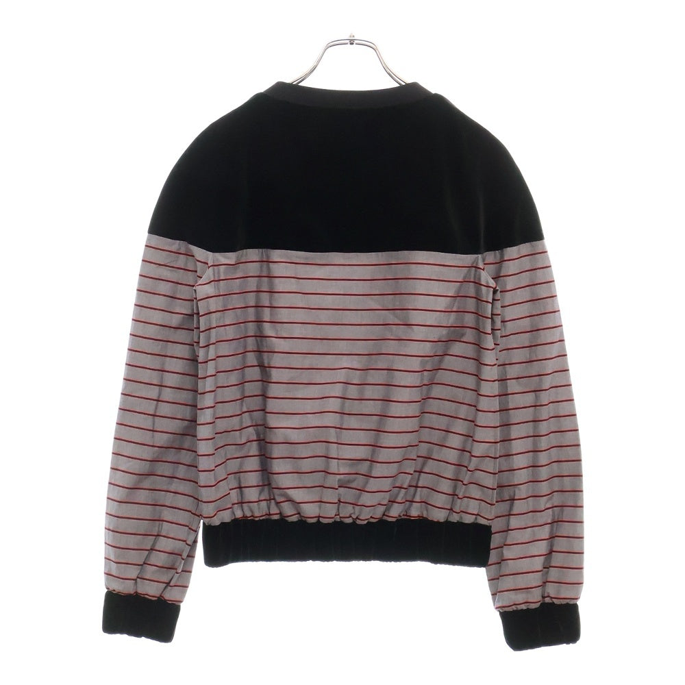 CHANEL(シャネル) 22AW ベルベット切替 ボーダー クルーネックスウェットシャツ トレーナー P73405 ブラック レディース