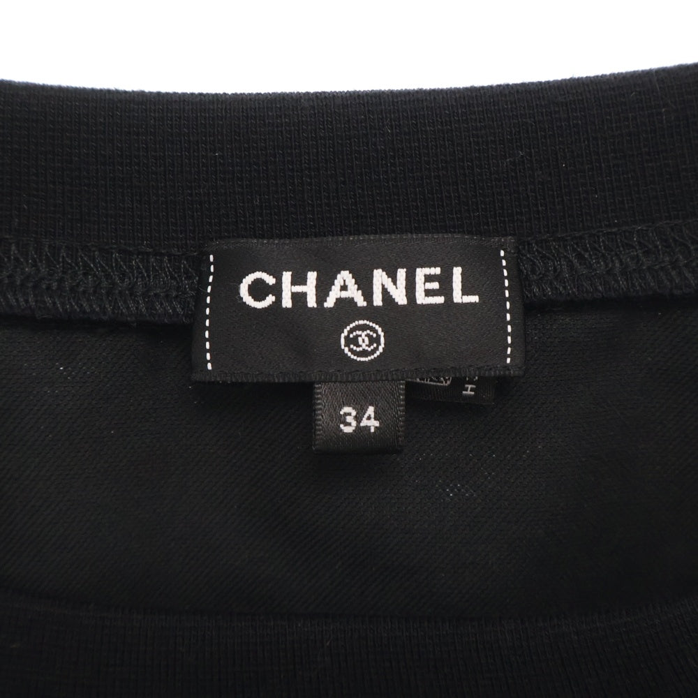 CHANEL(シャネル) 22AW ベルベット切替 ボーダー クルーネックスウェットシャツ トレーナー P73405 ブラック レディース