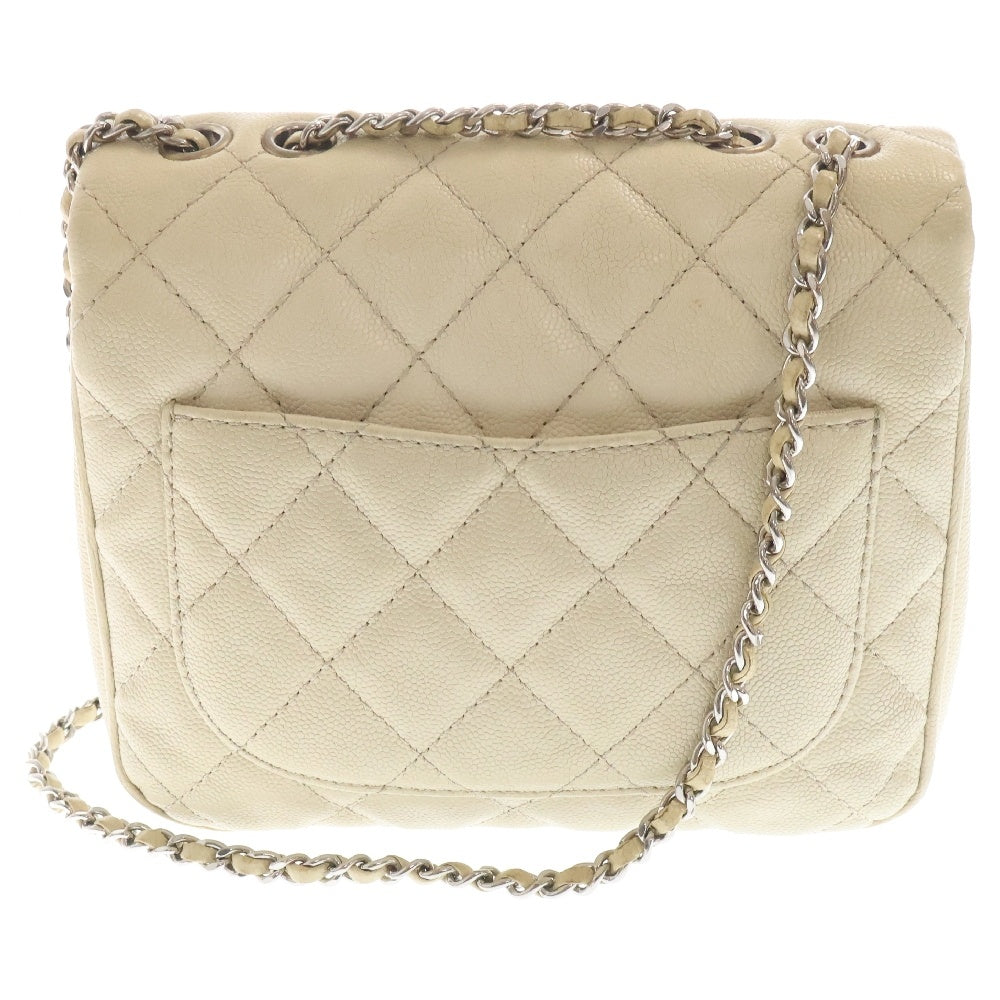 CHANEL(シャネル) 18年製 キャビアスキン マトラッセ20 チェーンショルダーバッグ ホワイト