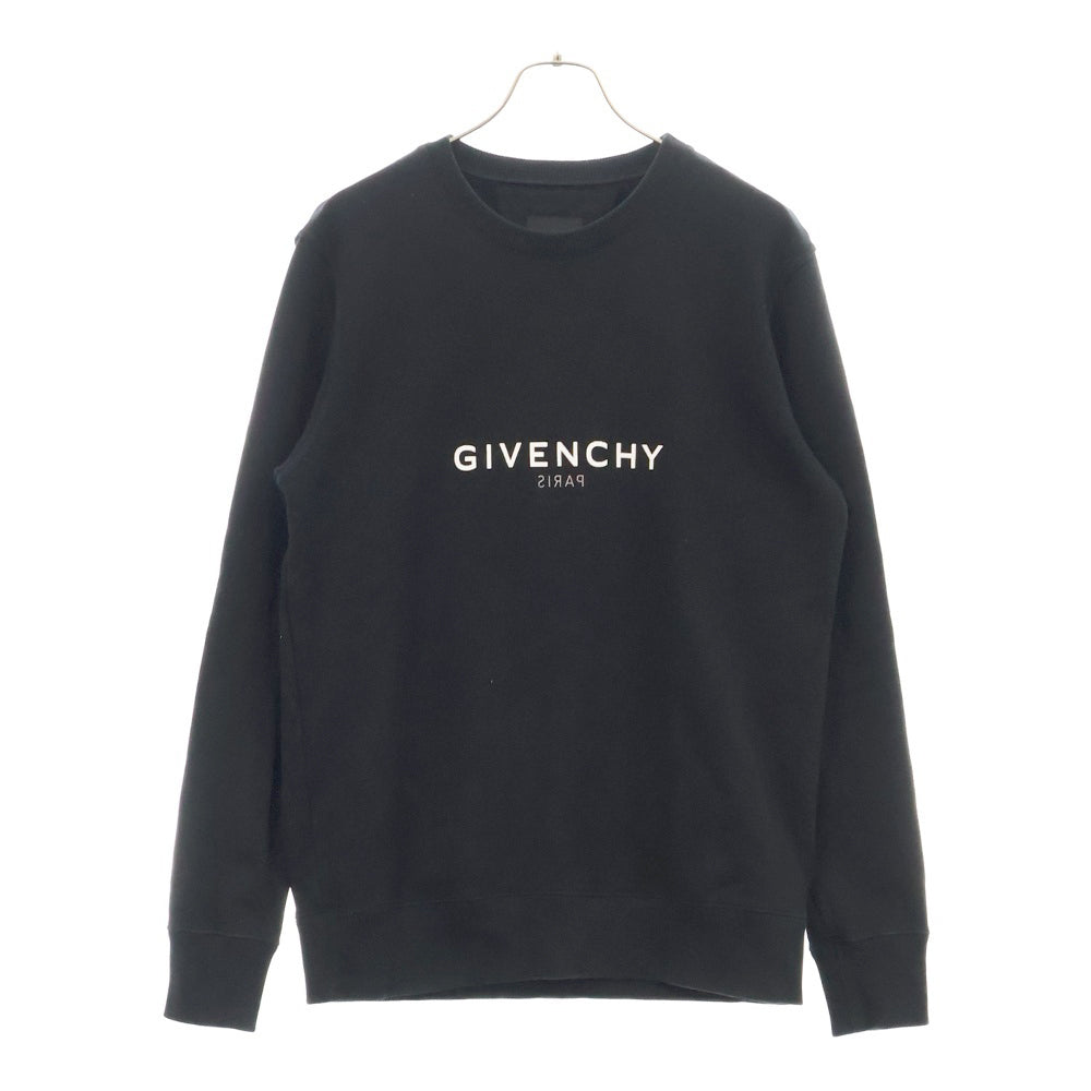 GIVENCHY(ジバンシィ) Reverse slim fit sweatshirt リバースロゴ クルーネックスウェットトレーナー ブラック BMJ0HA3Y8BN