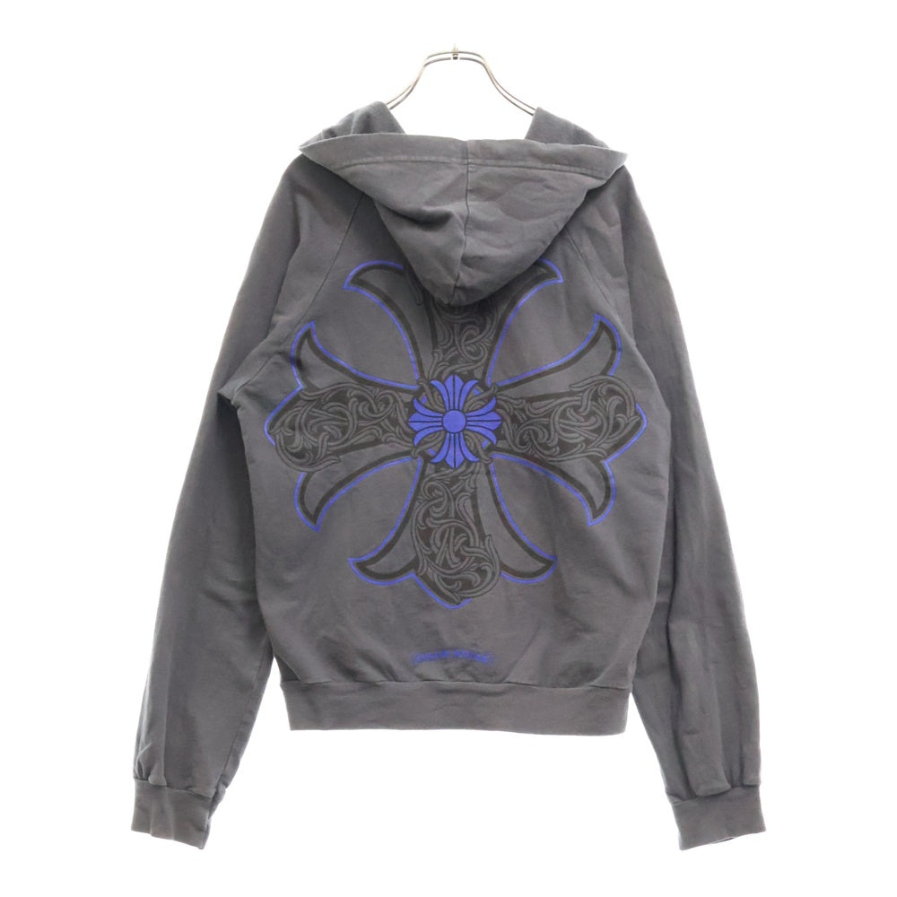 CHROME HEARTS(クロムハーツ) OLD CH PLUS ZIP HOODIE オールドモデル バックCHプラスプリント ジップアップ スウェット パーカー グレー/ブルー