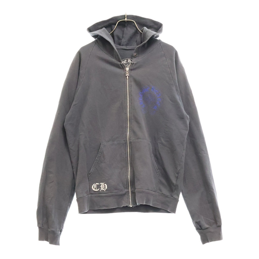CHROME HEARTS(クロムハーツ) OLD CH PLUS ZIP HOODIE オールドモデル バックCHプラスプリント ジップアップ スウェット パーカー グレー/ブルー