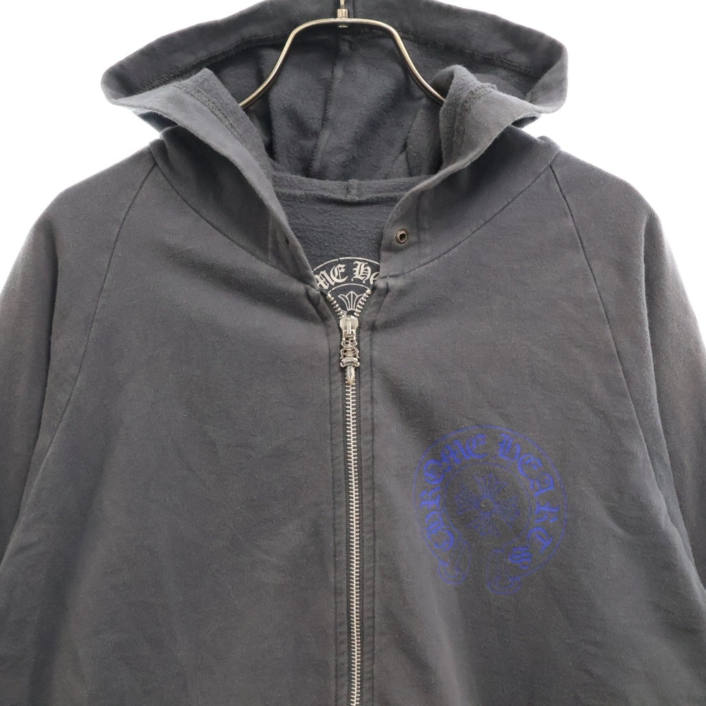 CHROME HEARTS(クロムハーツ) OLD CH PLUS ZIP HOODIE オールドモデル バックCHプラスプリント ジップアップ スウェット パーカー グレー/ブルー