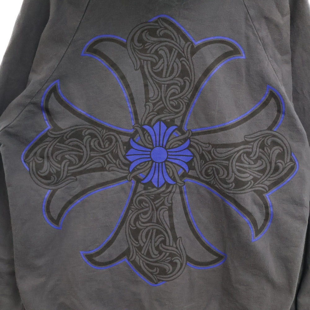 CHROME HEARTS(クロムハーツ) OLD CH PLUS ZIP HOODIE オールドモデル バックCHプラスプリント ジップアップ スウェット パーカー グレー/ブルー