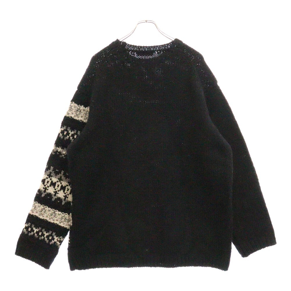 Yohji Yamamoto POUR HOMME(ヨウジヤマモト プールオム) 3GJQ PATTERN JQ PATTERN CREW NECK A KNIT クルーネックニット セーター HE-K24-181 ブラック