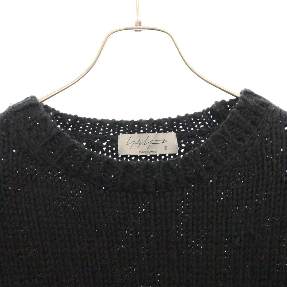 Yohji Yamamoto POUR HOMME(ヨウジヤマモト プールオム) 3GJQ PATTERN JQ PATTERN CREW NECK A KNIT クルーネックニット セーター HE-K24-181 ブラック