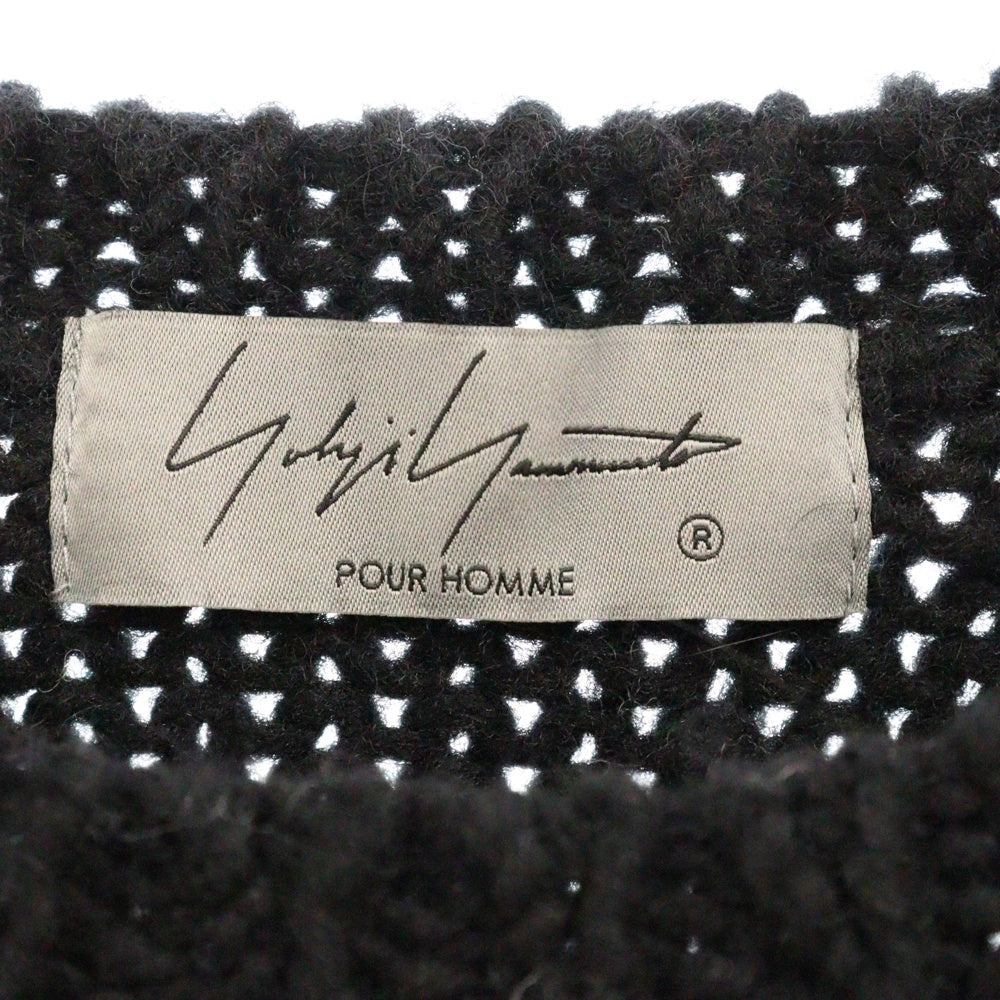 Yohji Yamamoto POUR HOMME(ヨウジヤマモト プールオム) 3GJQ PATTERN JQ PATTERN CREW NECK A KNIT クルーネックニット セーター HE-K24-181 ブラック