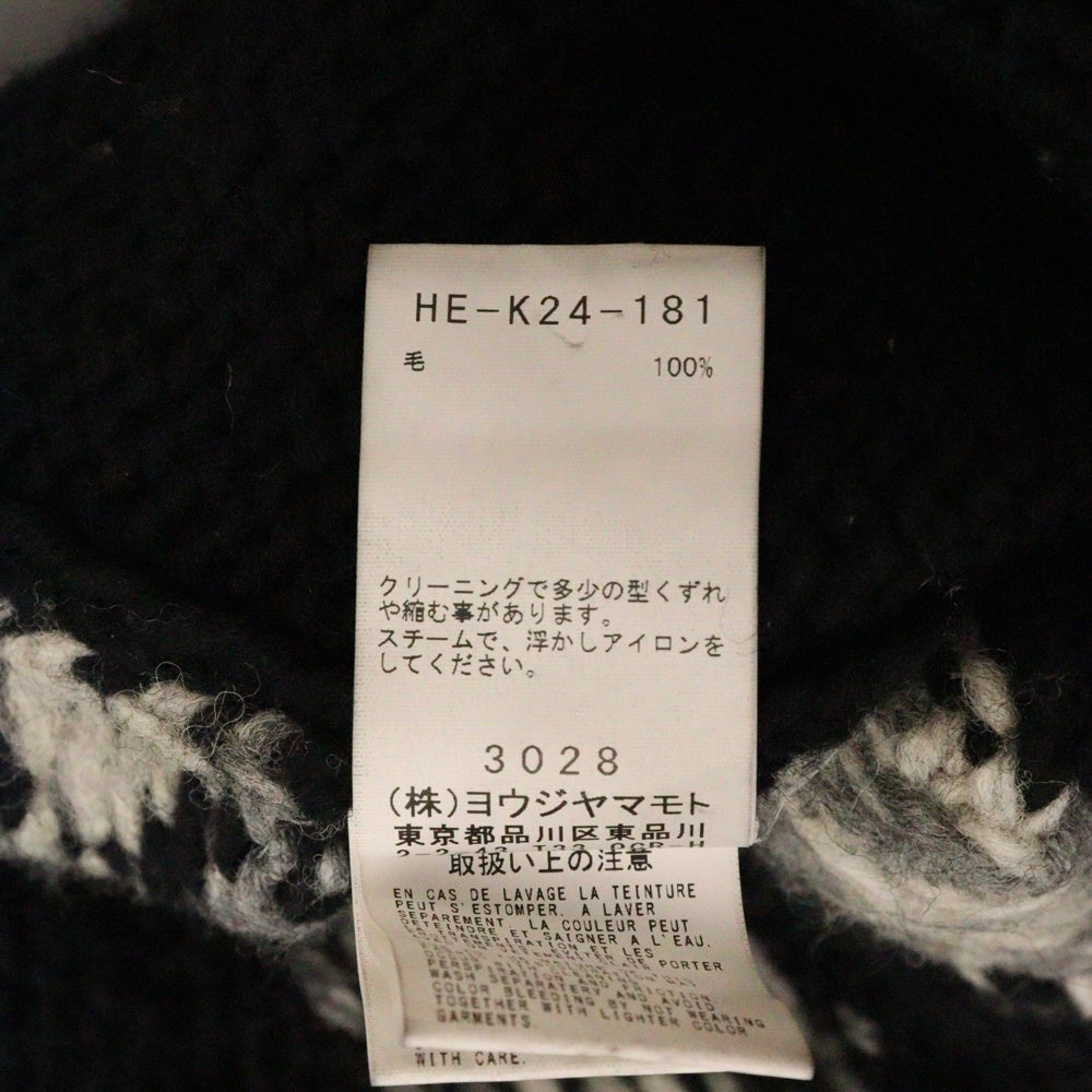 Yohji Yamamoto POUR HOMME(ヨウジヤマモト プールオム) 3GJQ PATTERN JQ PATTERN CREW NECK A KNIT クルーネックニット セーター HE-K24-181 ブラック