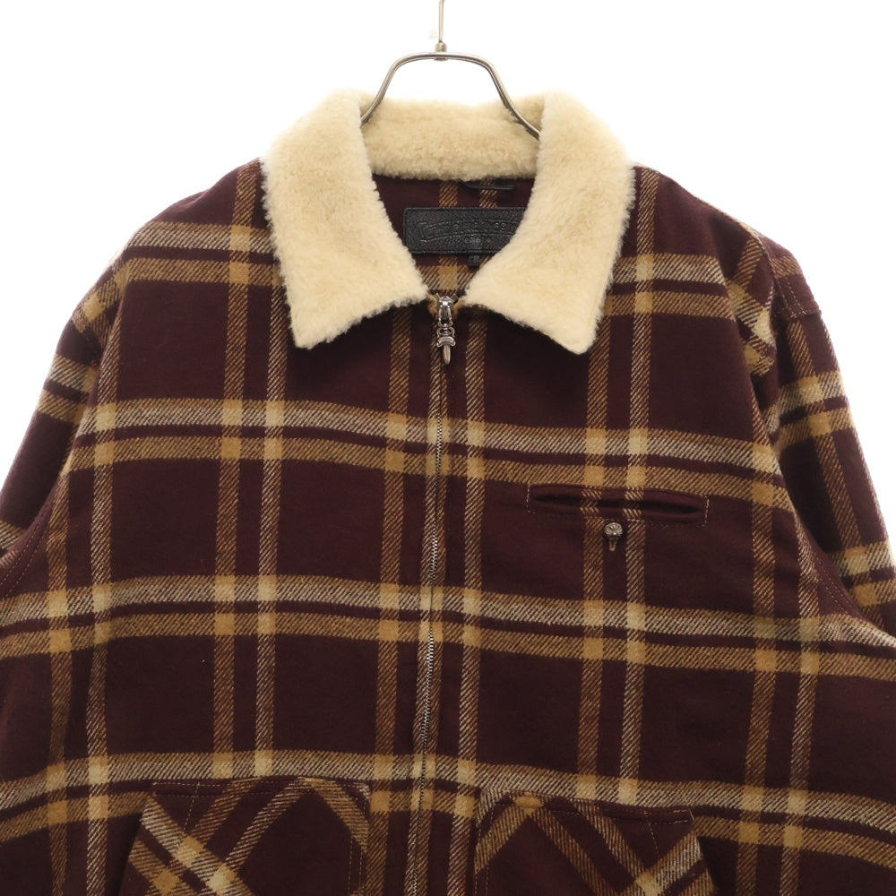 CHROME HEARTS(クロムハーツ) U BLACK SHEEP ボアチェックジップアップブルゾン ジャケット ブラウン