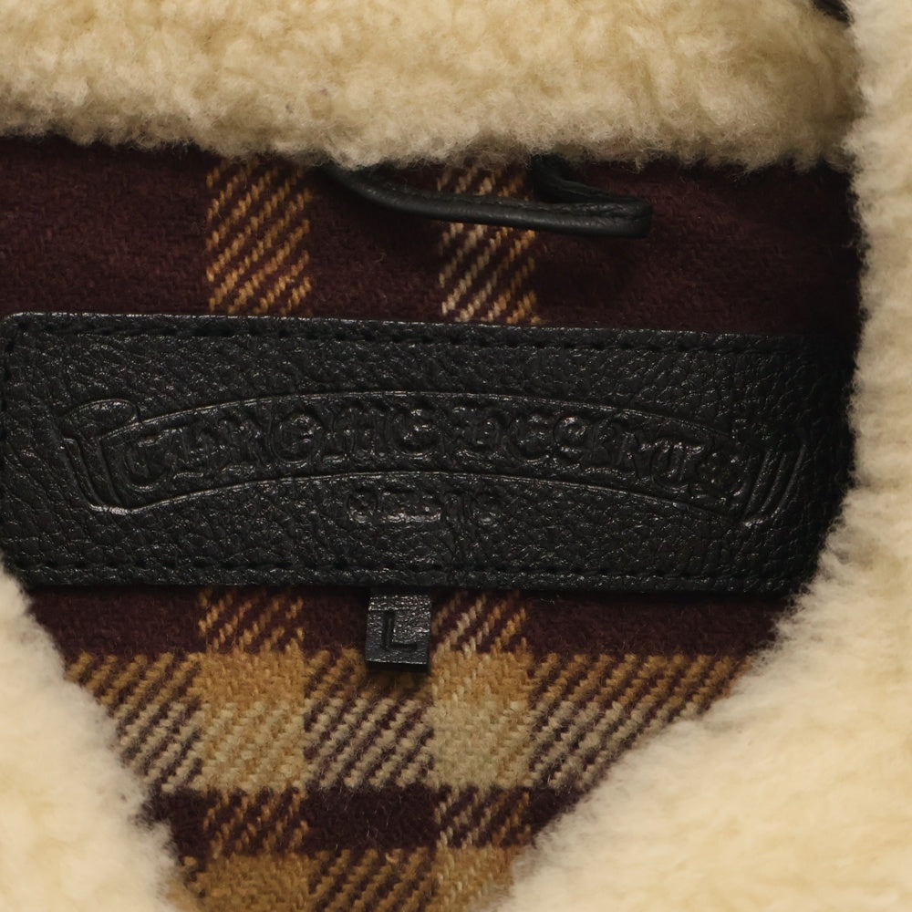 CHROME HEARTS(クロムハーツ) U BLACK SHEEP ボアチェックジップアップブルゾン ジャケット ブラウン
